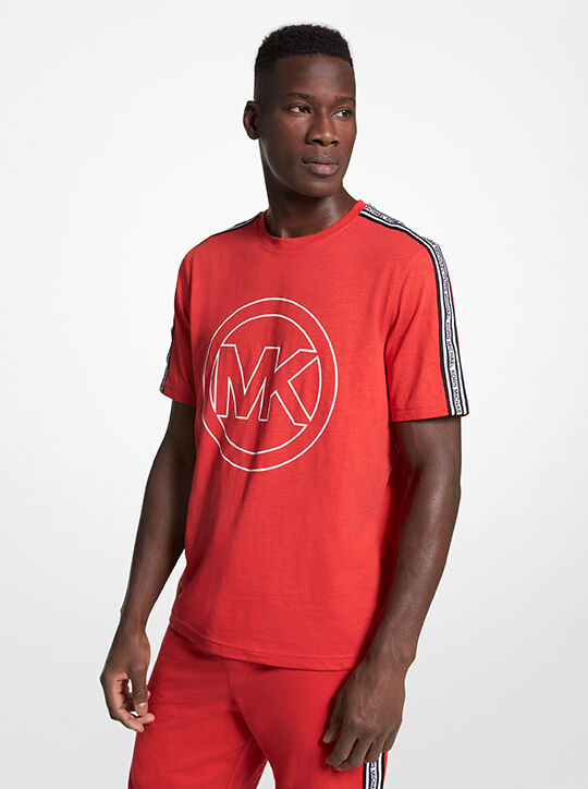Graphic Logo Tape Cotton Blend T-Shirt michael kors graphic logo tape cotton blend t shirt