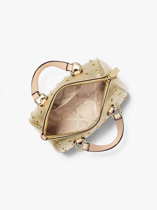 Grayson Small Studded Metallic Leather Duffel Crossbody Bag michael kors grayson small studded metallic leather duffel crossbody bag