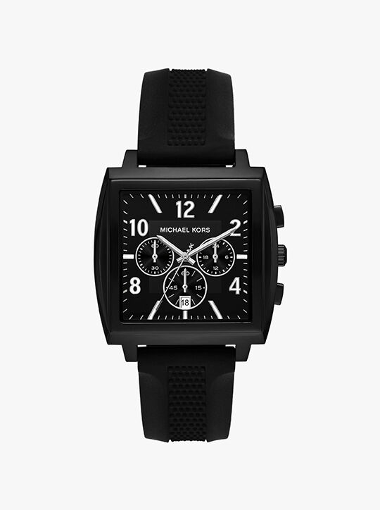 Oversized Rhys Black-Tone and Silicone Watch michael kors oversized rhys black tone and silicone watch