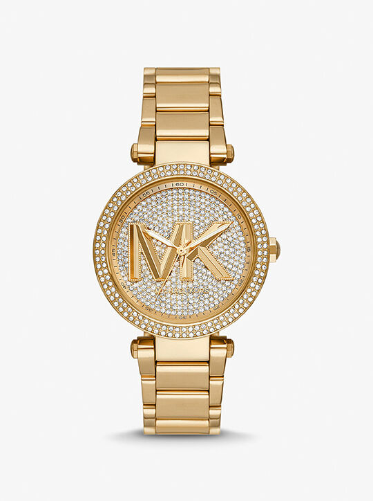 Parker Pavé Gold-Tone Logo Watch michael kors parker pav gold tone logo watch