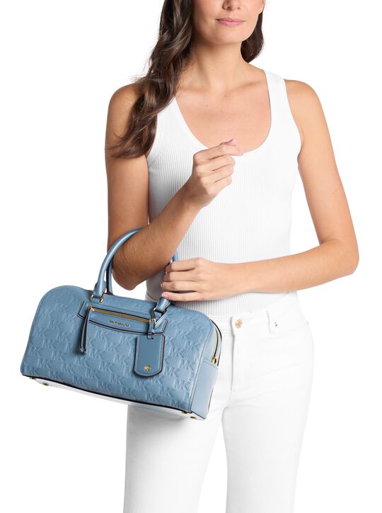Jet Set Travel Medium Logo Embossed Leather Duffel Crossbody Bag michael kors jet set travel medium logo embossed leather duffel crossbody bag