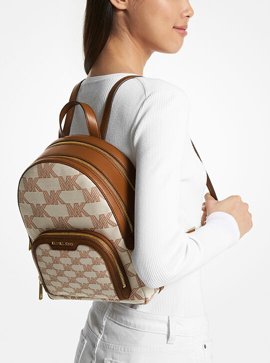 michael kors jaycee medium logo jacquard backpack
