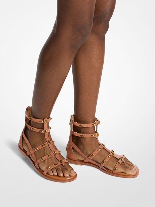 michael kors noa studded suede gladiator sandal
