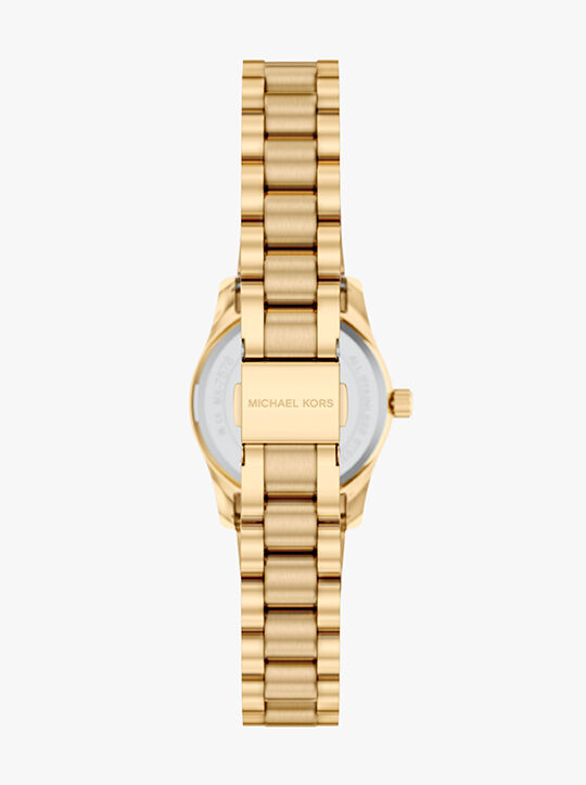 michael kors lexington three hand gold tone stainless steel watch