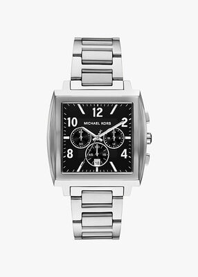 michael kors oversized rhys silver tone watch