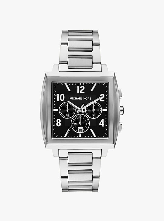 Oversized Rhys Silver-Tone Watch michael kors oversized rhys silver tone watch
