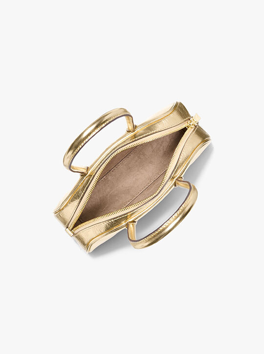 michael kors lulu small metallic leather satchel