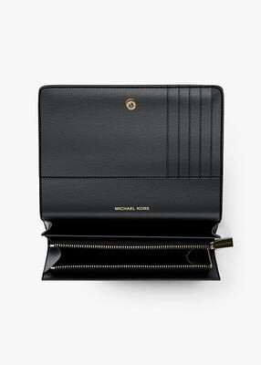 michael kors jet set large pebbled leather wallet