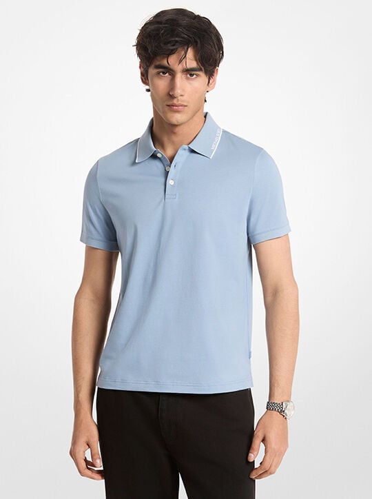 Logo Trim Cotton Jersey Polo Shirt michael kors logo trim cotton jersey polo shirt