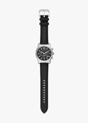 michael kors ساعة مايكل كورس ليكسينغتون كرونوغراف من الجلد الأسود