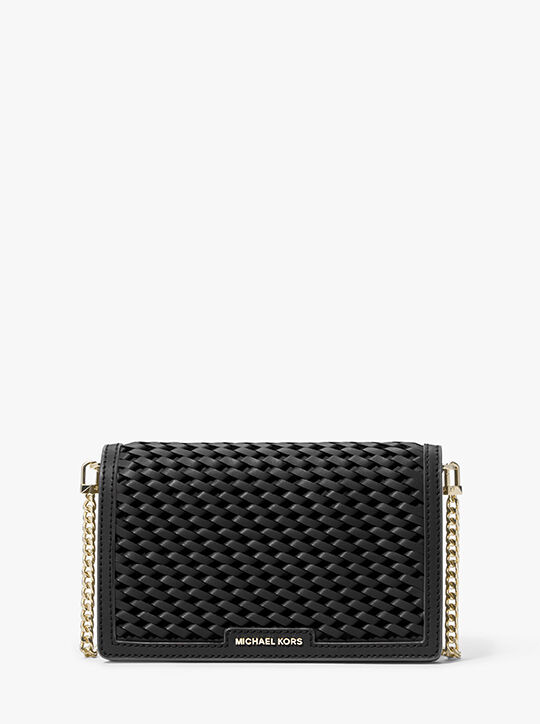 michael kors حقيبة جيت سيت متوسطة الحجم من الجلد المنسوج