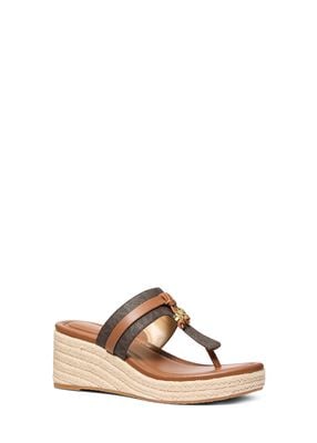 michael kors zoe signature logo wedge sandal