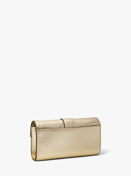 Penelope Medium Metallic Faux Leather Clutch michael kors penelope medium metallic faux leather clutch