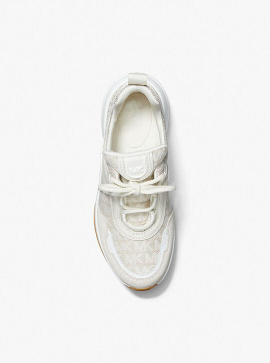Olympia Logo Jacquard and Glitter Chain-Mesh Trainer