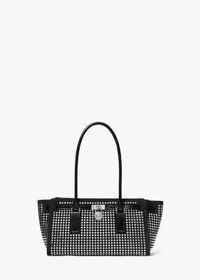 michael kors hamilton moderne small studded suede satchel