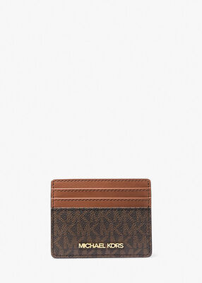 michael kors jet set travel large logo and leather card case