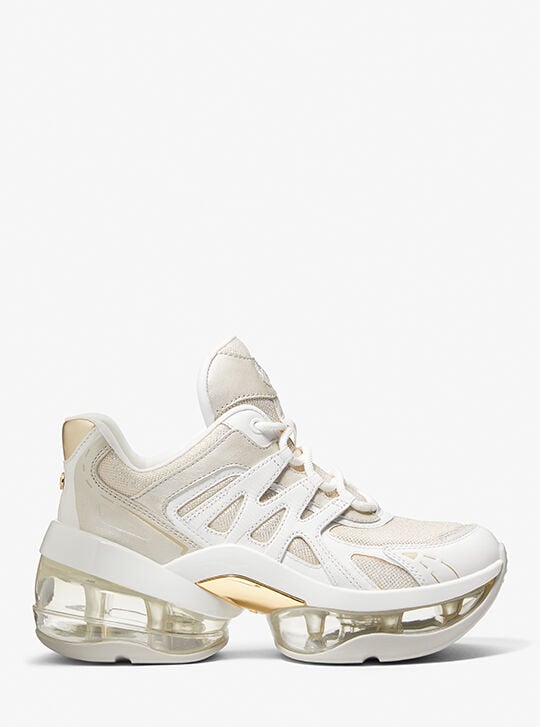 Olympia Sport Extreme Leather and Metallic Canvas Trainer , PL GLD