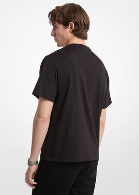 michael kors تي شيرت جيرسي قطني منقوش بشعار الماركة