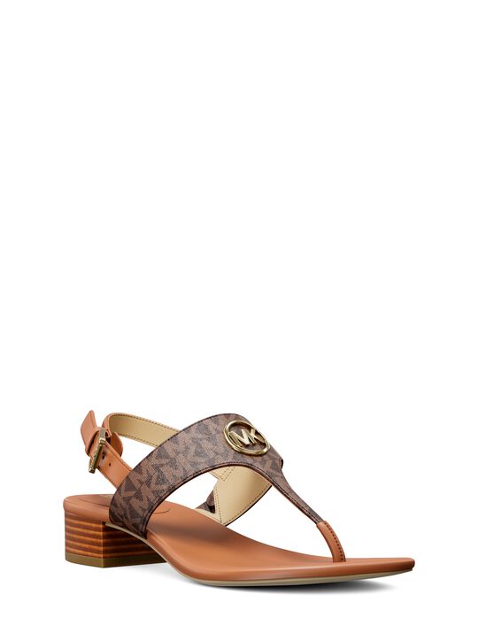 michael kors hannah signature logo t strap sandal