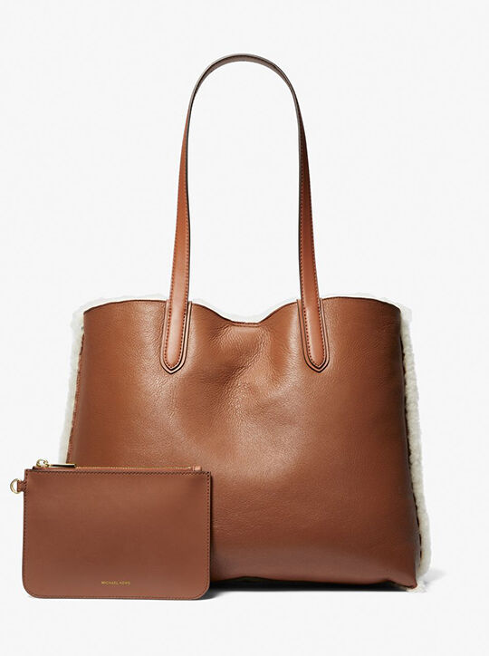 Eliza Extra-Large Leather and Shearling Reversible Tote Bag michael kors eliza extra large leather and shearling reversible tote bag