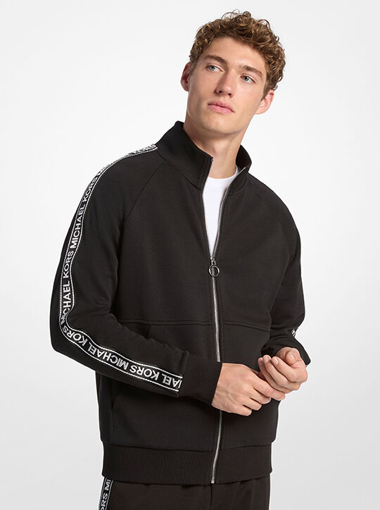 michael kors logo tape cotton blend zip up jacket