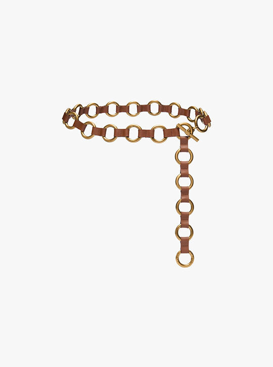 michael kors leather and chain link belt