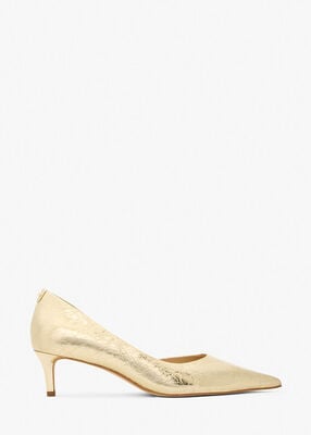 michael kors elyse crackled metallic leather kitten pump