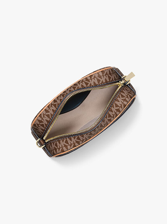 michael kors jet set small signature logo camera crossbody bag