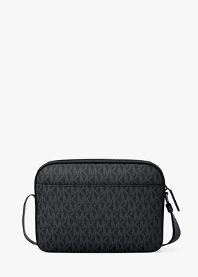 michael kors cooper signature logo flight bag
