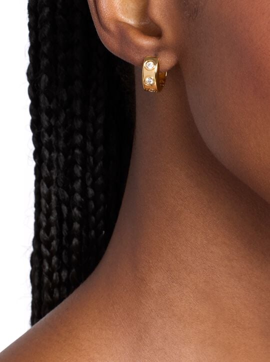 Pavé Logo Huggie Earrings michael kors pav logo huggie earrings