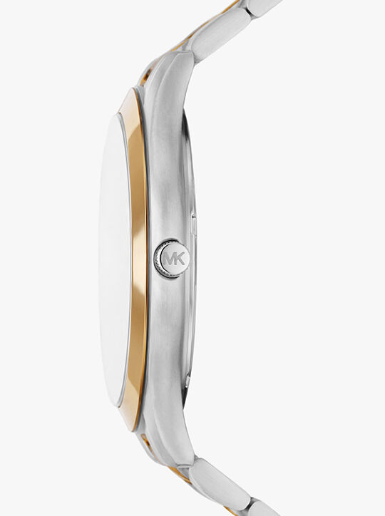 michael kors slim runway three hand two tone stainless steel watch