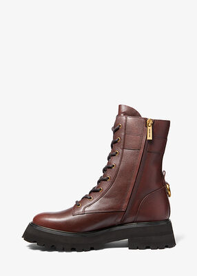 michael kors caleb burnished leather combat boot