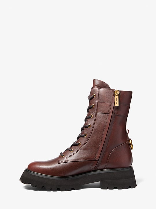 Caleb Burnished Leather Combat Boot michael kors caleb burnished leather combat boot