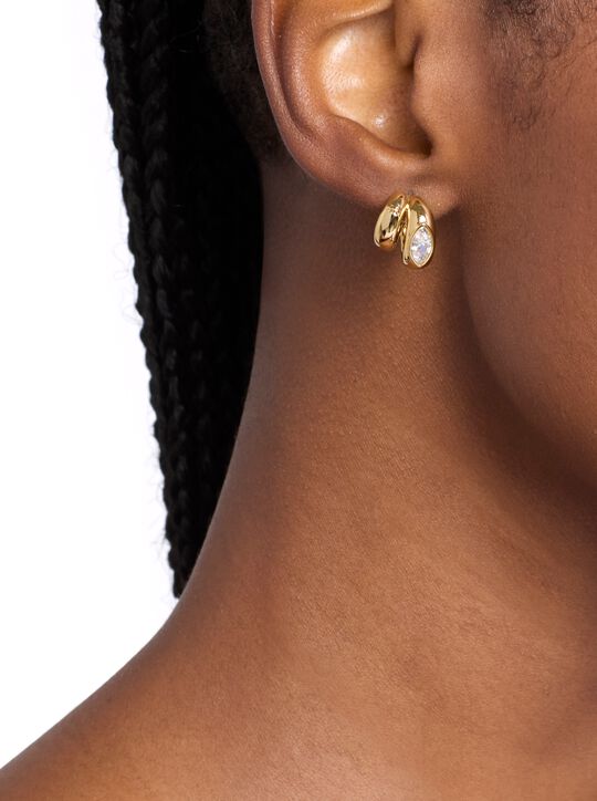 michael kors marquise cut cubic zirconia double hoop earrings