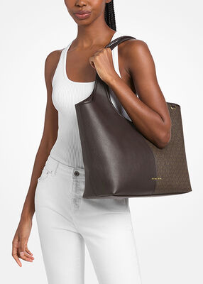 michael kors henly large signature logo and textured tote bag