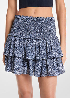 michael kors تنورة قصيرة من قماش الجورجيت مزينة بطبعة زهور