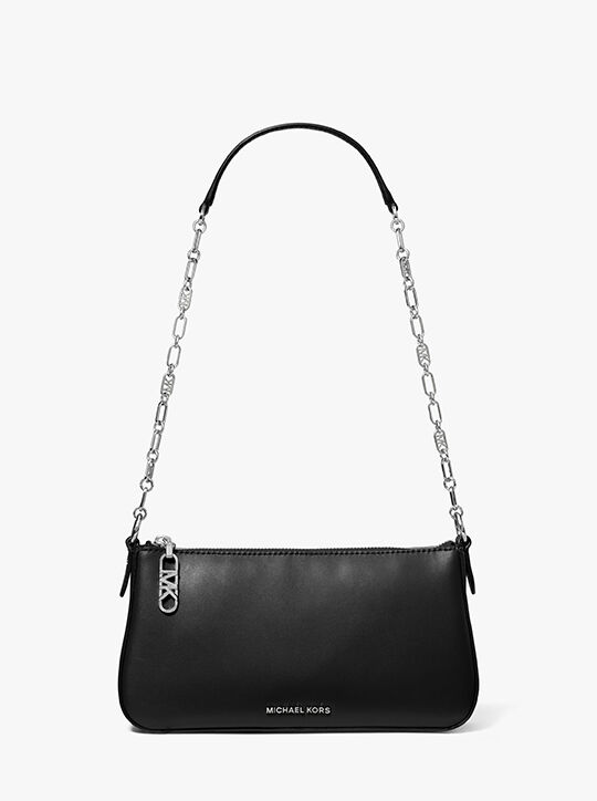 Empire Medium Leather Chain-Link Pochette michael kors empire medium leather chain link pochette