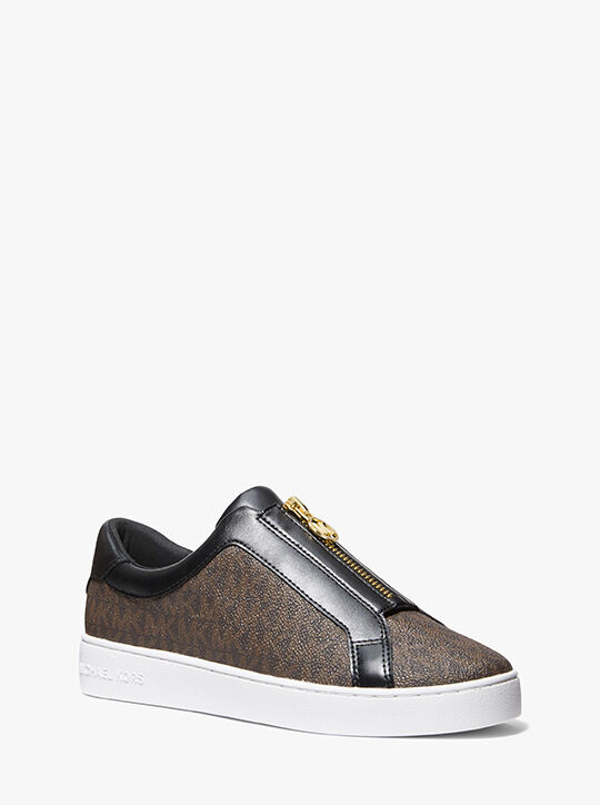 michael kors keaton signature logo zip up sneaker