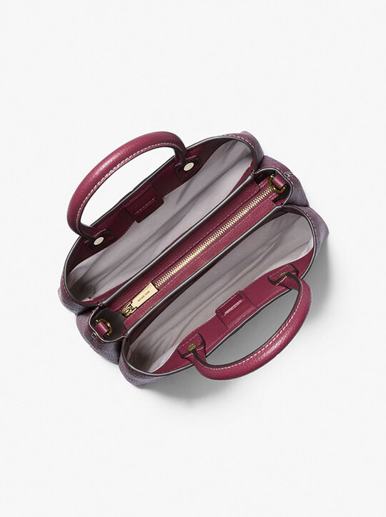 michael kors flora medium signature logo and leather satchel