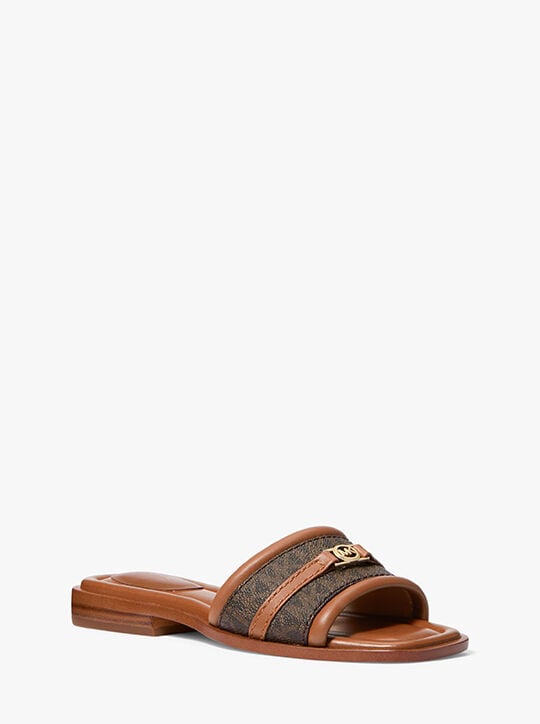 Mandy Signature Logo Slide Sandal michael kors mandy signature logo slide sandal