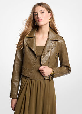 michael kors crinkled moto jacket