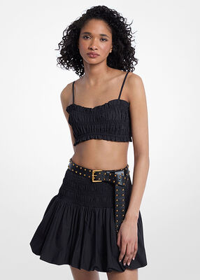 michael kors smocked cotton poplin bra top