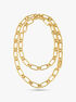 michael kors 14k gold plated empire chain double layer necklace