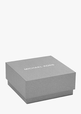 michael kors قلادة بحلية شعار الماركة مرصع من الفضة الإسترلينية المطلي بالروديوم
