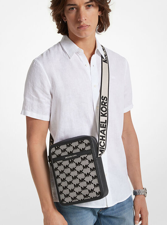 Cooper Logo Jacquard Flight Bag michael kors cooper logo jacquard flight bag