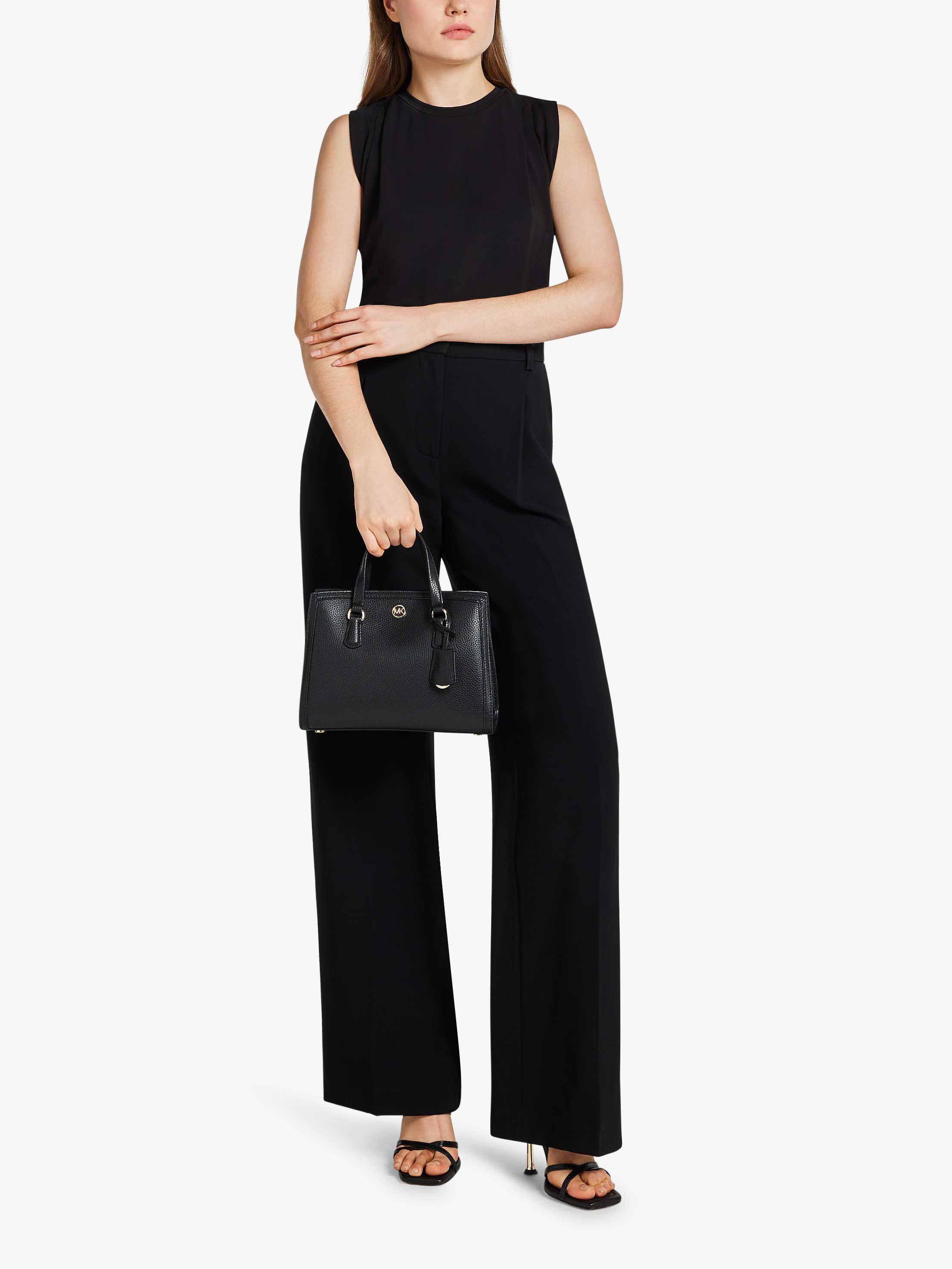 Chantal Small Pebbled Leather Messenger Bag, BLACK | Michael Kors UAE