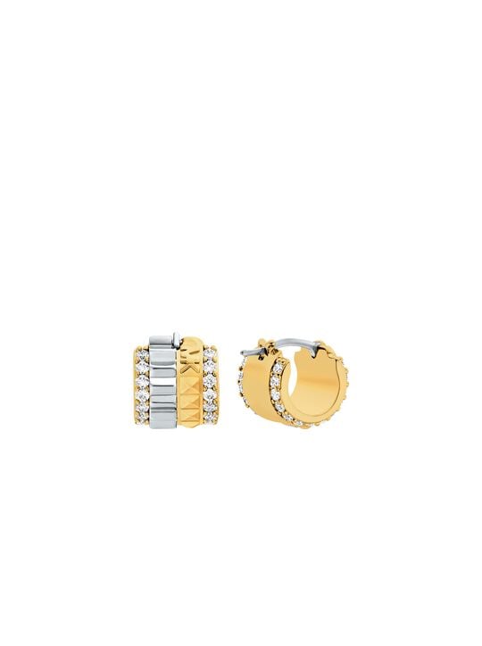 Pavé Two-Tone Fluted Huggie Earrings michael kors pav two tone fluted huggie earrings
