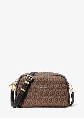 michael kors jet set small signature logo camera crossbody bag