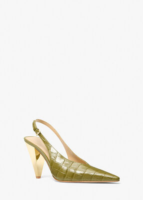 michael kors electra crocodile embossed leather slingback pump