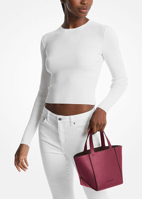 michael kors jordi small leather tote bag